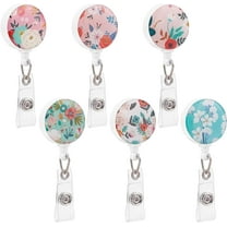 6 Colors 28inch Retractable Floral Pattern Badge Holder with Clip Cute Nursing Badge Reels Retractable ID Name Card Badge Clip for Office Student Doctor Nurse DIY