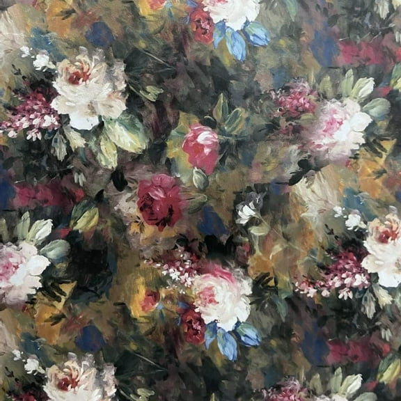 Luxurious Velvet Fabric Floral Design Digital Printed Upholstery Material for Sofa Dinning Chairs Cushion Cover & Craft - Width 54 inches - Fabric by The Yard - Dark Brown$$Art & Craft