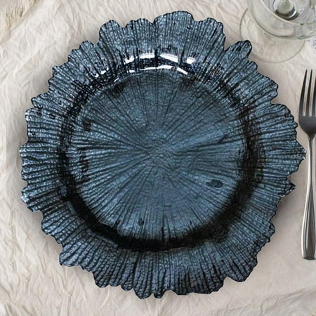Dinner Plate Fruit Plate, 13" Serving Tray, Irregular Plate Service Plate for Reception Table Setting Kitchen Farmhouse Decor Black