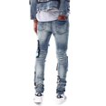 thumbnail image 3 of GFTD LA Los Angeles Men's Skinny Fit Panel Patch Fire Skull Distressed Rip Jeans (38, Blue), 3 of 7