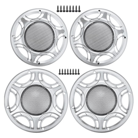 Unique Bargains 4 Set 6" 8" Speaker Grills Cover Mesh Round 6 inch 8 inch Audio Speaker Subwoofer Iron Silver Tone