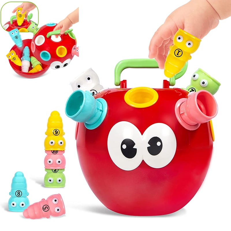 Baby's Early Childhood Education Toy Apple Worm Pair Dule Finger Action