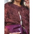 thumbnail image 4 of Chaqueta corta de manga larga con textura Floral para mujer, abrigo elegante de un solo pecho con cuello redondo, ropa de calle alta, Color sólido, 4 of 5