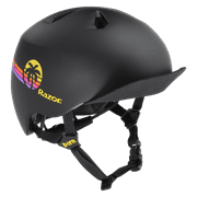BERN Nino Razor Kids Bike & Skate Helmet – XS/S – Matte Black Yellow Sunset – Flip Visor, Lightweight, Multi-Sport Protection, Adjustable Fit for Boys & Girls