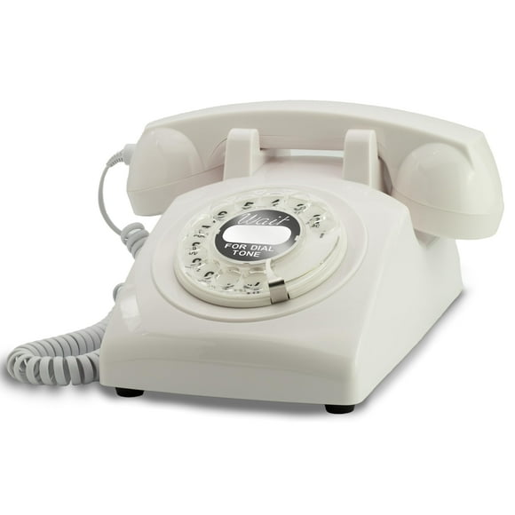 Opis 60s Cable: Rotary Phone/Vintage Phone/Retro Phone/Old Phone/Landline Phone Retro/Vintage Telephone/Rotary Analog Phone/Old School Phone/White Rotary Phone Vintage