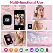 Mingwear 1.85-Inch Mens and Womens smartwatch fits for Android and iPhone Devices with Fitness Tracker, Pedometer, Answer/Call/120 Sport Modes, IP68 Waterproof Fitness Watch (Pink)
