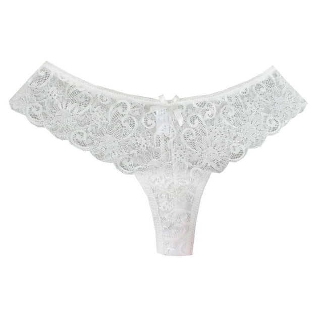 Birdeem Culotte String Taille Basse en Dentelle Transparente avec Nœud pour Femmes