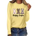 thumbnail image 3 of Easter Graphic Tee for Women Casual Long Sleeve T Shirt Holiday Print Lightweight Top Yellow S, 3 of 5