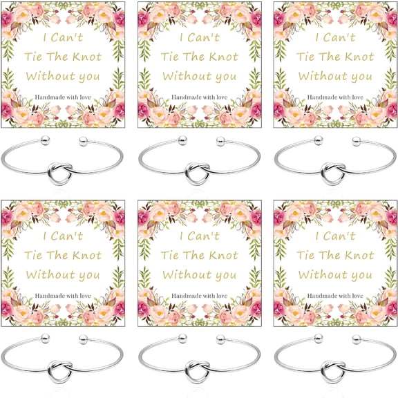 DESIGNICE 4/6Pcs Wedding Bridesmaid Bracelet for Women Girls Gifts for Proposal Knot Cuff Bangle with Bridesmaid Cards