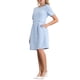 thumbnail image 4 of Vestido de tweed para mujer INSPIRE CHIC de manga corta, cuello redondo, elegante, corte A con bolsillo, azul claro, 4 of 5
