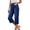 Dark Blue, variant on Women's Plus Size Classic Denim Capris with Pockets Solid Color Straight Leg Loose Casual Cropped Pants