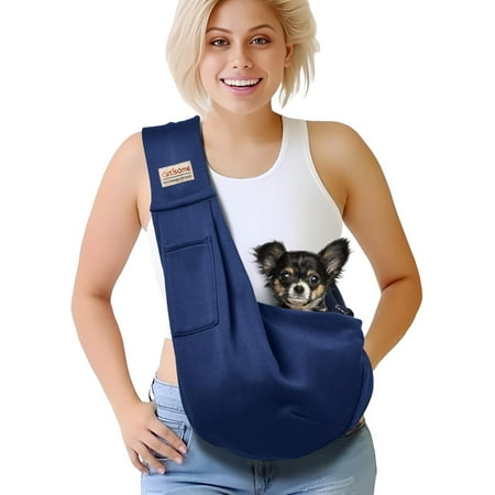Hgudesign Pet Dog Sling Carrier for 3-10 lbs pet Dog se Pouch Dog Satchel Rrsible unadjustable Strap Travel Hand-Free Safe Bag Small Puppy Backpack (Grey)
