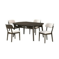 New Classic Furniture Rex 5-Piece Wood Round Dining Set with Leaf Table, Walnut