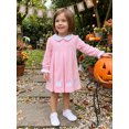 thumbnail image 4 of RUINIXCW Toddler Girl Orange Halloween Dress with Pumpkin  Ghost Applique Long Sleeve Swing Dress for Trick or Treat Party, 4 of 8