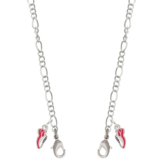 Silvertone Mini Red Running Shoe Silvertone Face Mask Necklace