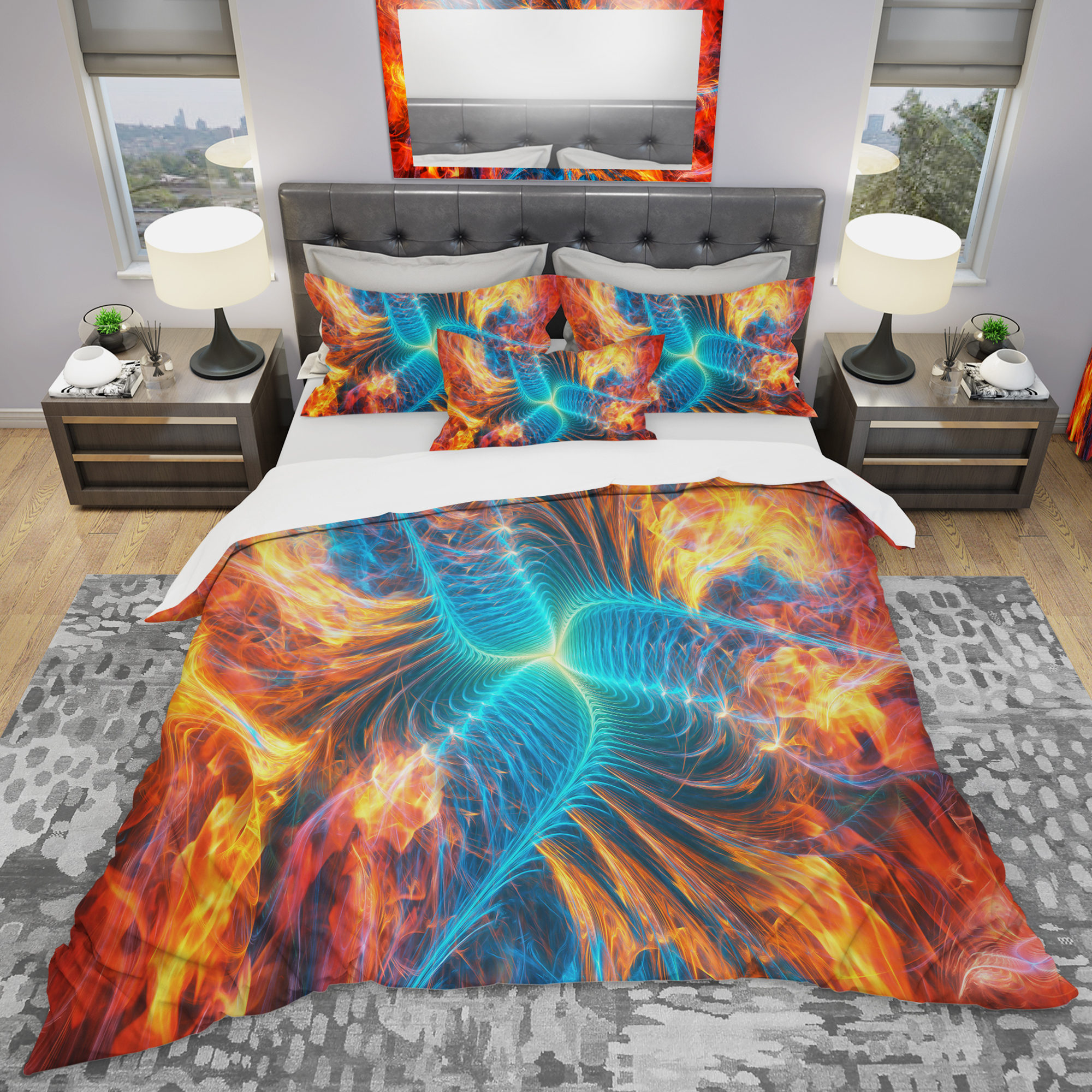 Designart 'Electric Fire' Modern & Contemporary Duvet Cover Set