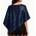 thumbnail image 5 of Elegant Women's Sequin Poncho Cape Sparkly Evening Party Shawl, Irregular Dress Up Shawl Wrap, 5 of 6