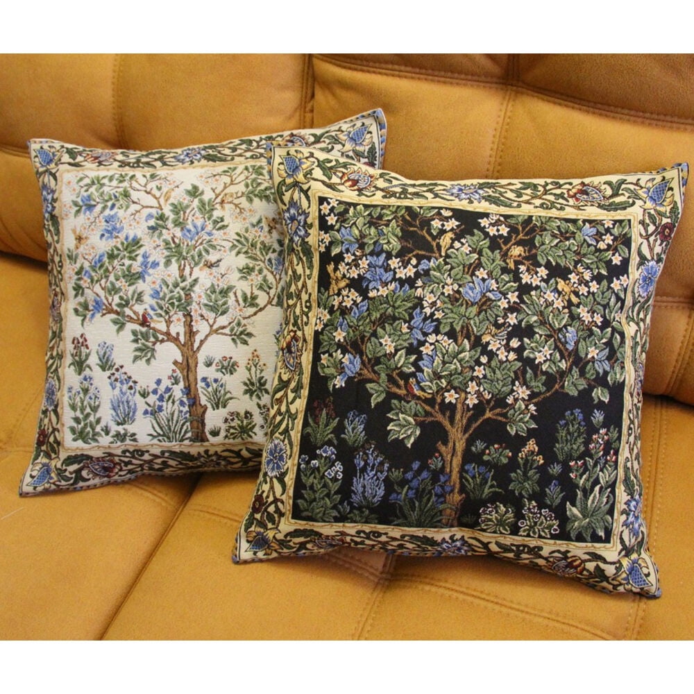 STPgoods Blooming Apple Tree William Morris Tapestry Throw Pillow with Insert 18x18" (45x45 cm) Decorative Couch and Sofa Cushion for Living Room Bedroom Square Pillowcase