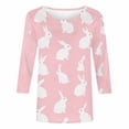 thumbnail image 2 of TaTaai Women Easter Print T-Shirt Crew Neck 3/4 Sleeve Casual Pullover Top Ladies Spring Daily Wear Lightweight Breathable Non-See-Through No Fading Soft Comfortable Fashion Top Gift, 2 of 5