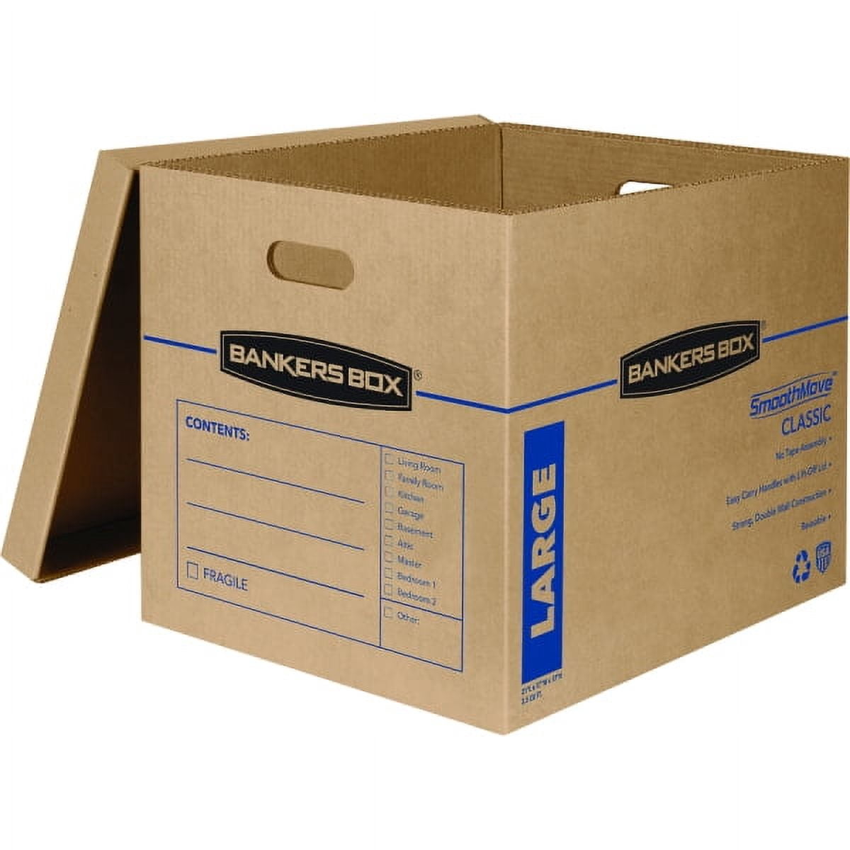 Bankers Smooth Move Classic Moving and Storage Boxes - Large, Brown Kraft/Blue (5/Carton) 7718201
