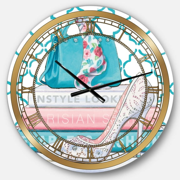 Designart 'Pink Fashion high heels IV' Glam wall clock