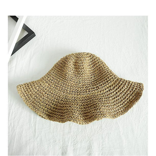 Chapeau Cloche En Paille Pour Femme – Pliable, Respirant, Tour De Tête 55-58 Cm, Pour Plage Et été