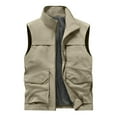 thumbnail image 2 of Zedker Men Couples Zip Outdoor Winter Warm Sport Vest Sleeveless Pockets Jacket Coat with Pockets Khaki L, 2 of 8