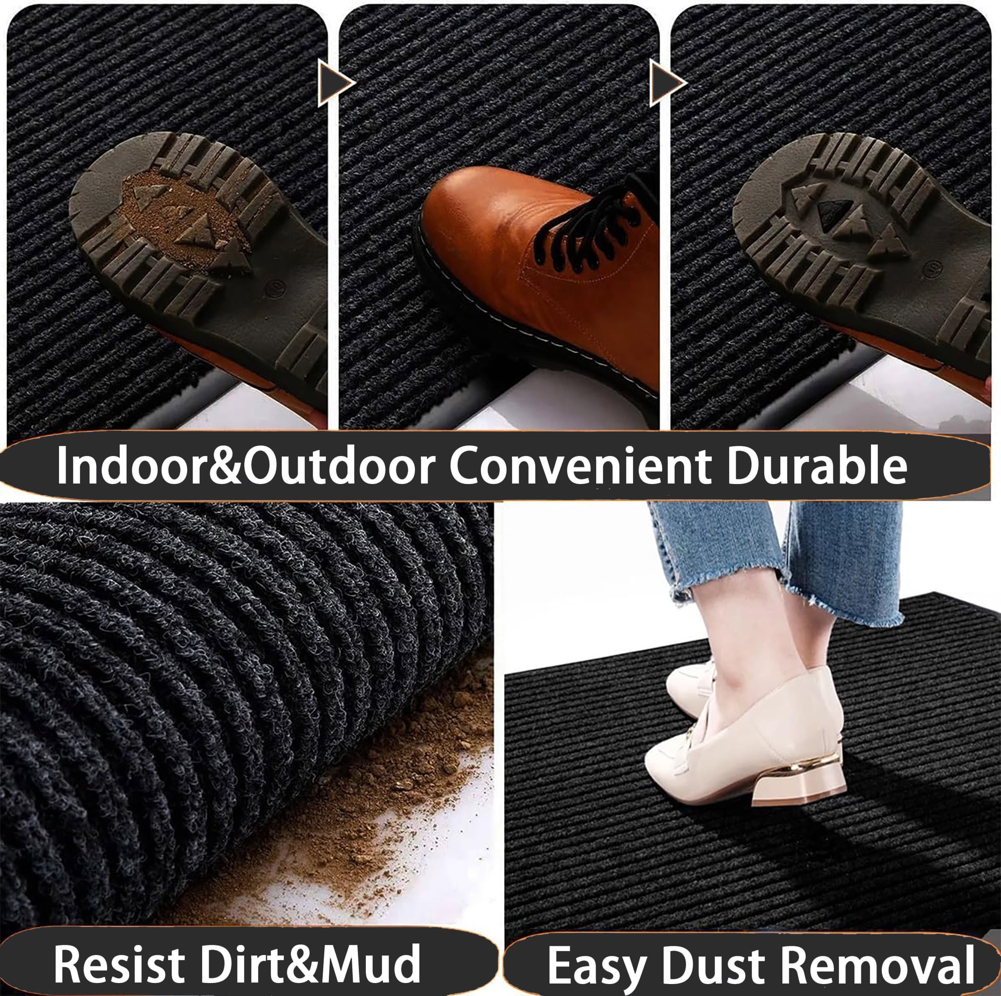 OVYEOFR 16.4 x 3 ft Commercial Carpet Entrance Mats, Non Slip Commercial Floor Mat Runner Rug Utility Mat, Black