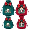 thumbnail image 6 of Christmas Drawstring Gift Bags with Iron Pendants Bowknot Drawstring Pouches Small Candy Reusable Christmas Tree Velvet Treat Bags Xmas Gift Bags for Gift Wrapping Party Favors, 6 of 9