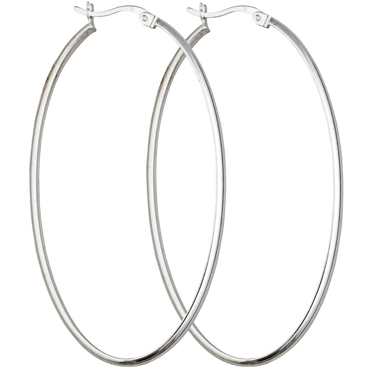 PORI JEWELERS - Sterling Silver 1.5mm x 50mm Plain Hoop Earrings ...