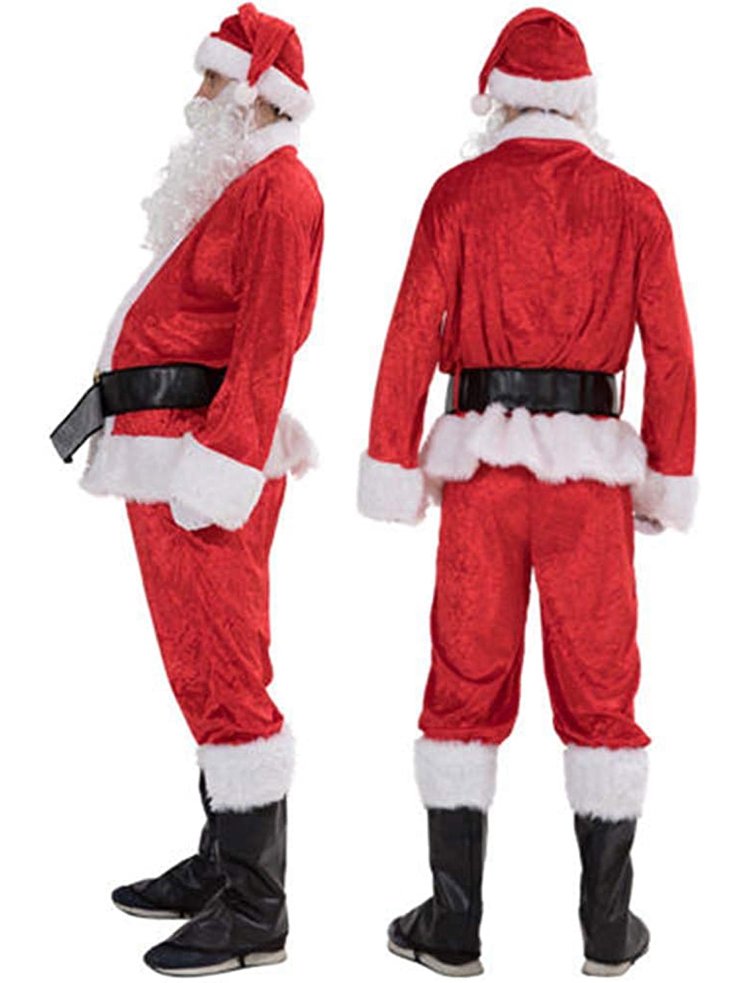 Details about   Santa Claus Costume Father Christmas Flannel Suit Mens Adult Fancy Dress Outfits 