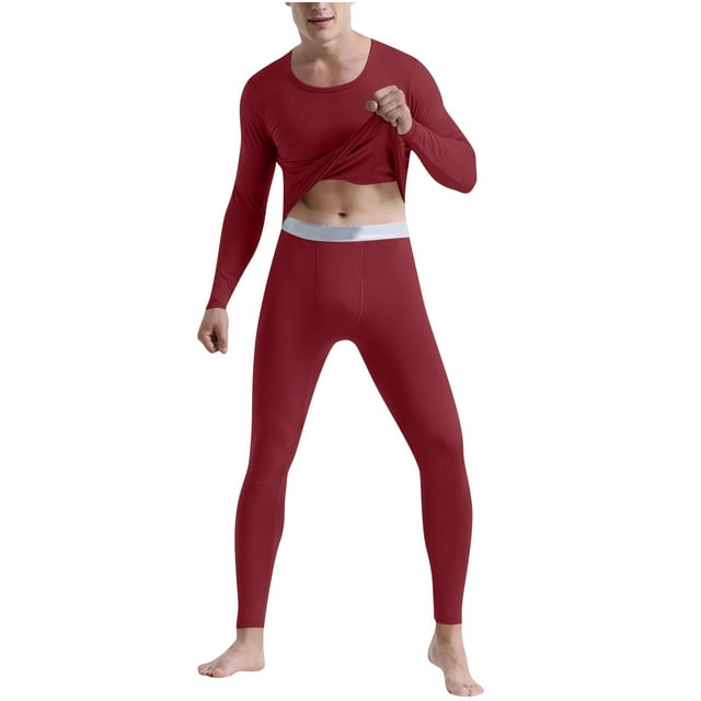 Kalauyu Men's Thermal Underwear Long Johns Bottom Base Layer Top and Bottom Set for Cold Weather