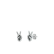 Peace Sign Stud Earrings, Sterling Silver 925, Charm Jewelry