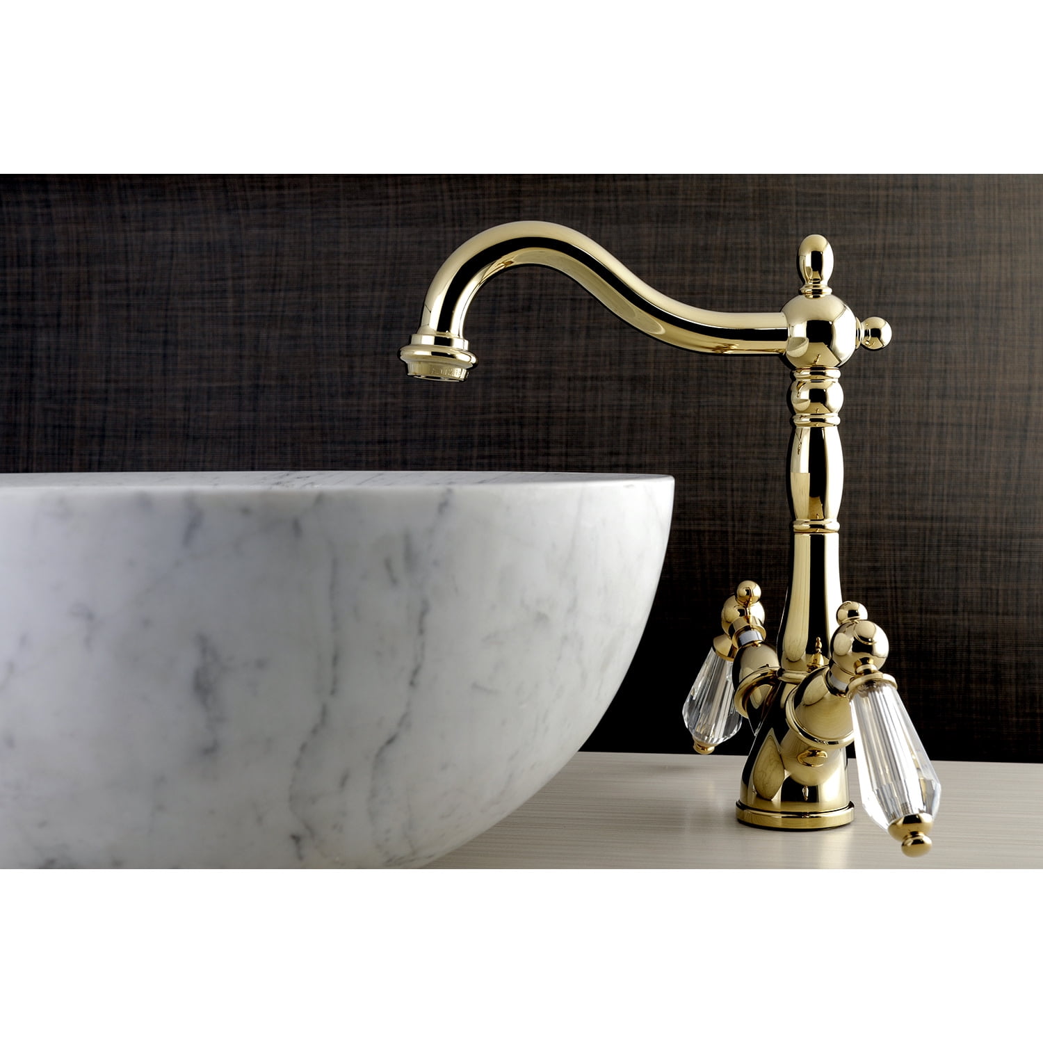 Kingston Brass KS1492WLL Wilshire Vessel Bathroom Faucet, Polished Brass