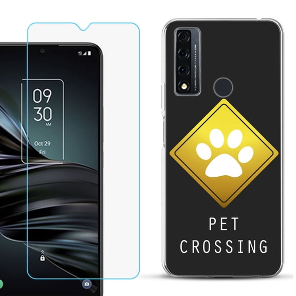 Slim-Fit Fashion Phone Case for TCL 20 XE, with Tempered Glass Screen Protector, by OneToughShield ® - Pet Crossing