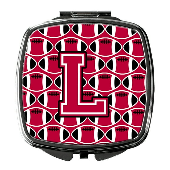 Letter L Football Crimson and White Compact Mirror CJ1079-LSCM