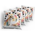 thumbnail image 5 of Ambesonne Leopard Throw Pillow Cover 4 Pack, Watercolor Art Poly Moon, 24", Coral Rose and Pale Teal, 5 of 7