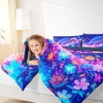 thumbnail image 4 of jejeloiu Magical Animal Turtle 7-Piece Twin Bedding For Girls,Colorful Floral Bedding Comforter Set,Blue Purple,Navy Blue Reversible, 4 of 7