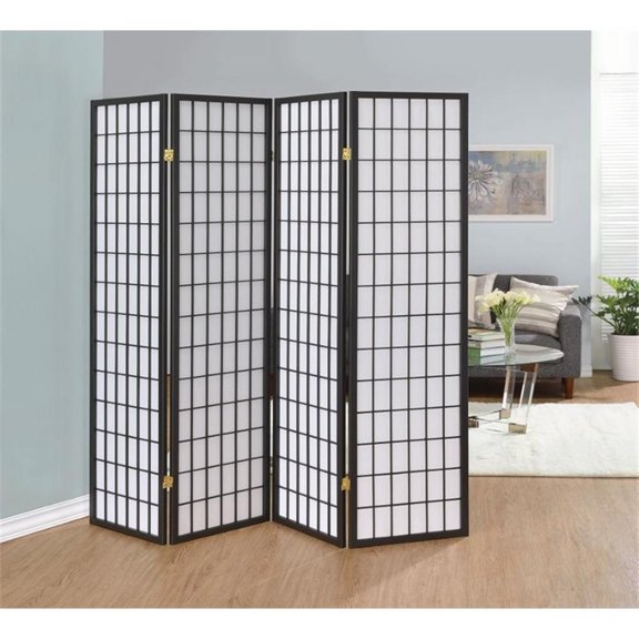 Stonecroft Hillman  4 Panel Folding Room Divider in Dark Gray