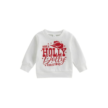 

Toddler Baby Boy Girl Christmas Letter Print Sweatshirt Long Sleeve Crewneck Sweater Shirt Xmas Pullover Tops