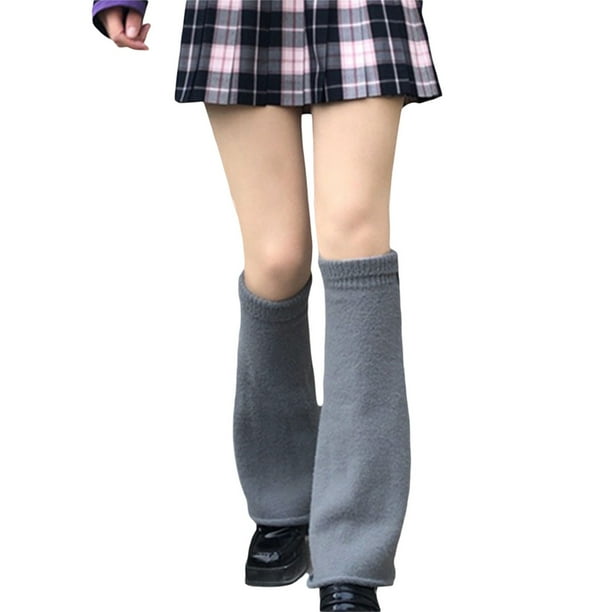 Women Japanese Style Leg Warmer Kawaii Knit Boot Socks 90s Solid