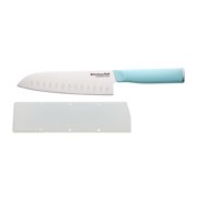 KitchenAid Gourmet Forged Santoku Knife with Custom-Fit Blade Cover, 7-inch, Sharp Kitchen Knife, High-Carbon Japanese Stainless Steel Blade, Mineral Water