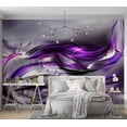 thumbnail image 3 of Tiptophomedecor Abstract Wallpaper Wall Mural - Purple Swirls, 3 of 7