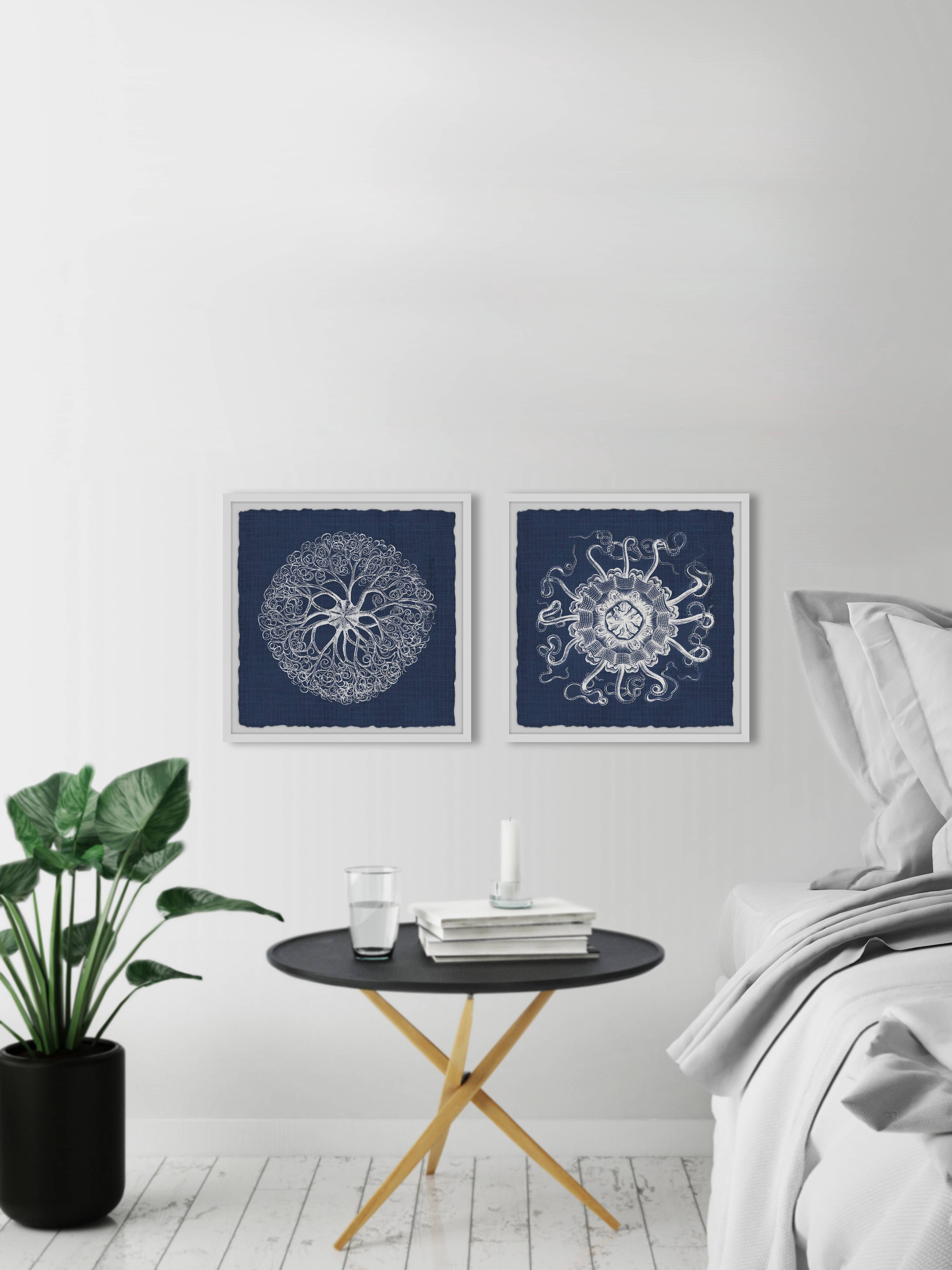 Marmont Hill Sea Anemone On Indigo Ii Diptych, Art Prints 48.00" x 1.50"