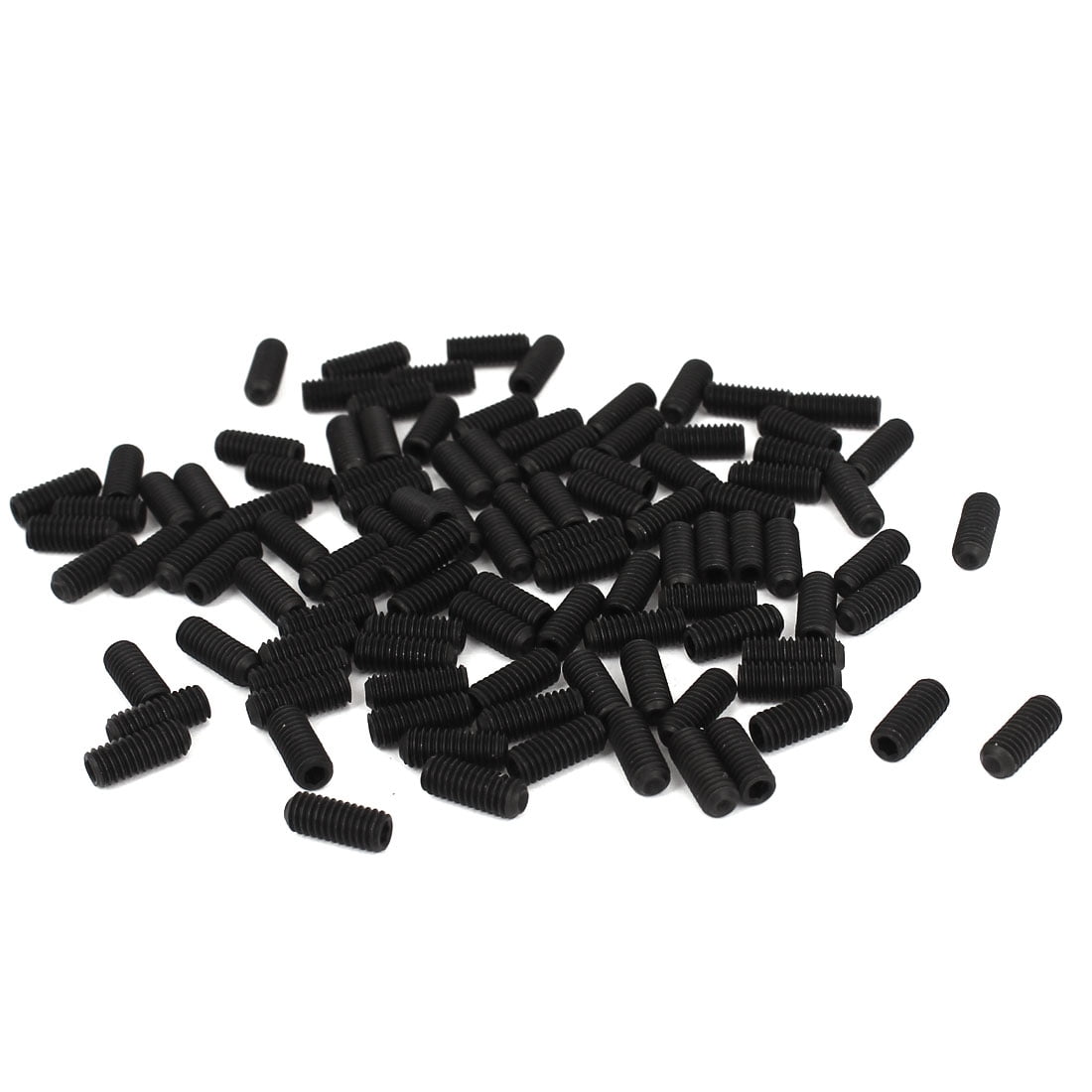 100pcs 3mm X 12mm Hex Socket Cup Point Grub Screws - 12.9 Alloy Steel Black Set Screws