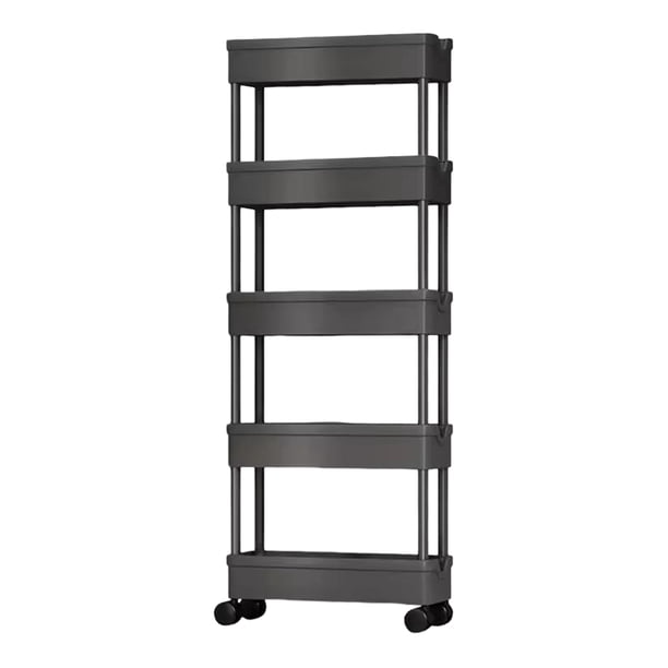 Toystoory Carrito de almacenamiento en blanco y negro con 3, 4 y 5 niveles para sala de estar, con drenaje hueco Almacenamiento y organización del hogar Negro, 5 capas 15 cm