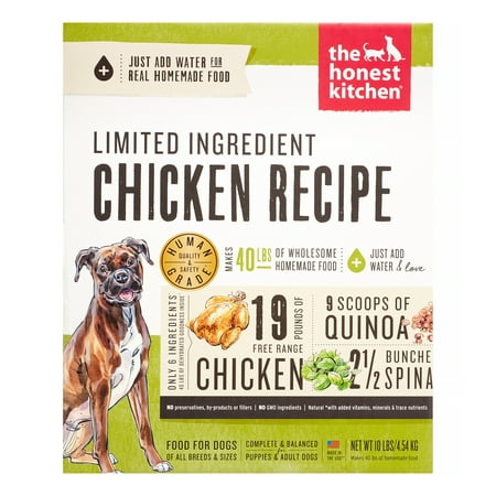The Honest Kitchen Thrive: Dehydrated Minimalist Limited Ingredient Dog Food, Grain Free Chicken & Quinoa, 10 lbs (Makes 40