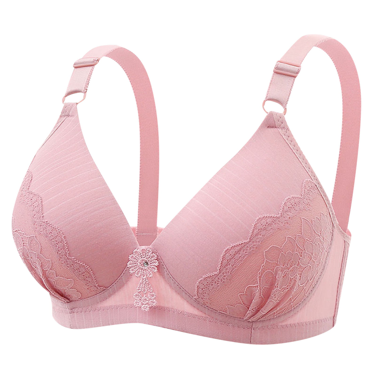 Penkiiy Women Bras Woman Sexy Ladies Bra Without Steel Rings Medium Cup  Large Size Breathable Gathered Underwear Daily Bra Without Steel Ring Pink