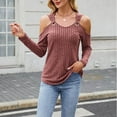 thumbnail image 5 of ZyeKqe Sweaters for Womens Long Sleeve Shirts Cold Shoulder Knit Top Scoop Neck Pullover Top Loose Fitting, 5 of 8