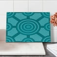 thumbnail image 2 of Teal Cutting Board, Abstract Aboriginal Dot Painting Native Prehistoric Cultural Art in Australia, Decorative Tempered Glass Cutting and Serving Board, Small Size, Teal, by Ambesonne, 2 of 5